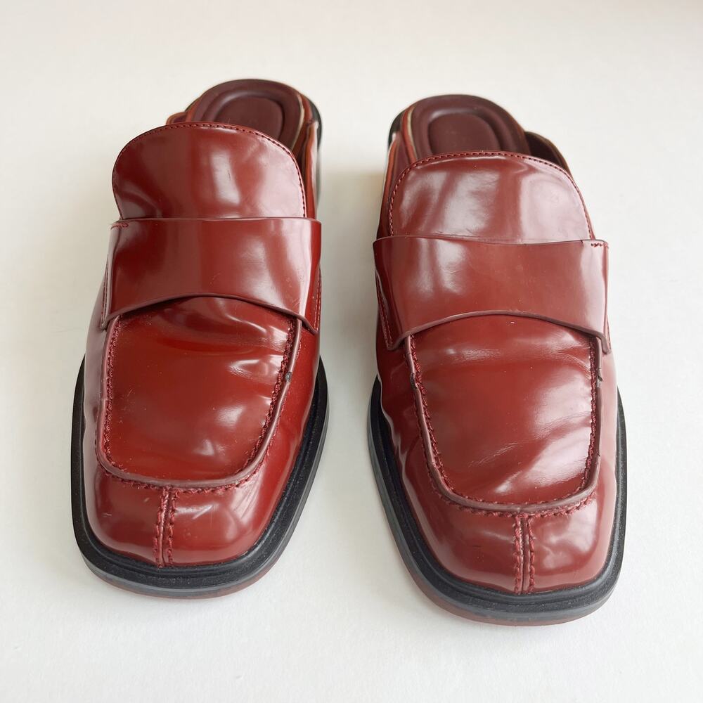 Franco Sarto Georgie Square Toe Mule in Claret Burgundy Red - Picture 2 of 7